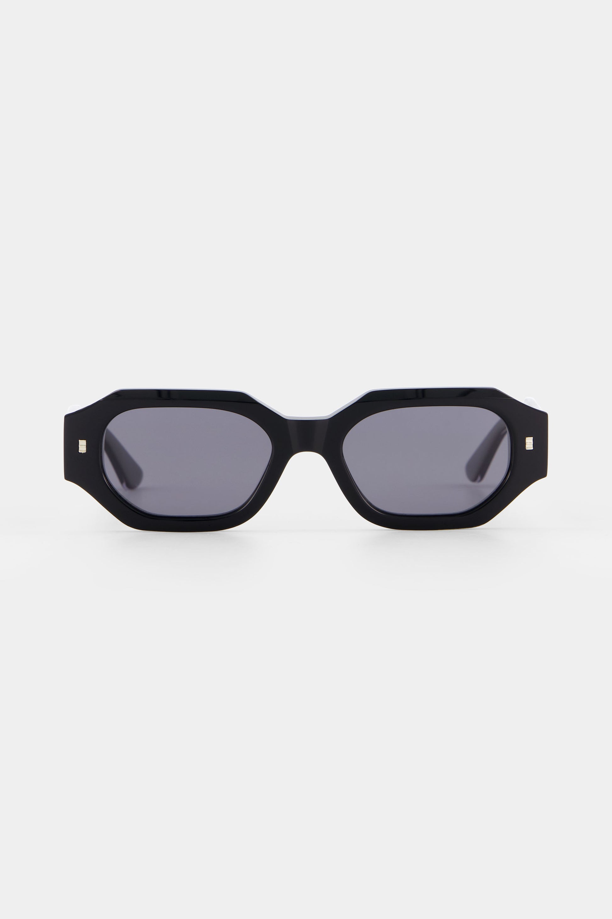 Isle of Eden Blake Black Wire sunglasses, front view showing hexagonal frame and black polarised lenses
