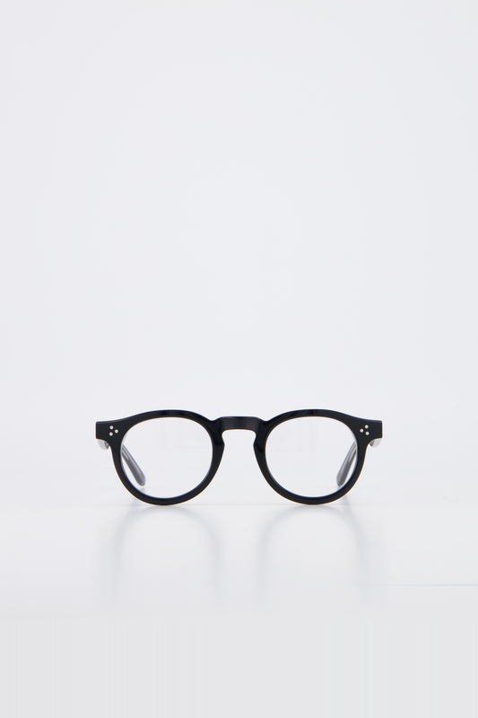 Front view of Isle of Eden Drew Black Prescription unisex round frames against a white background.