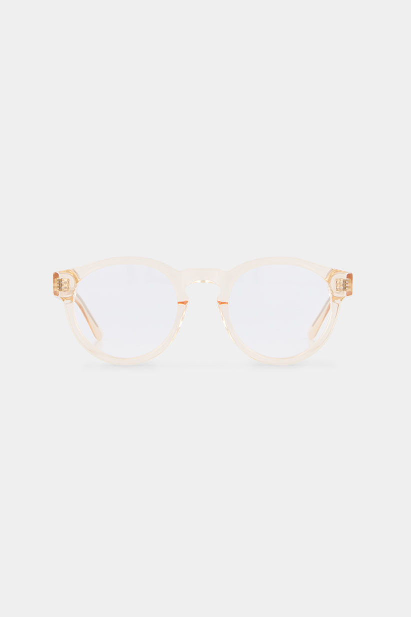 Isle of Eden Eddie prescription glasses, front view showing the eco-conscious champagne bio-acetate frame, designed for everyday vision correction