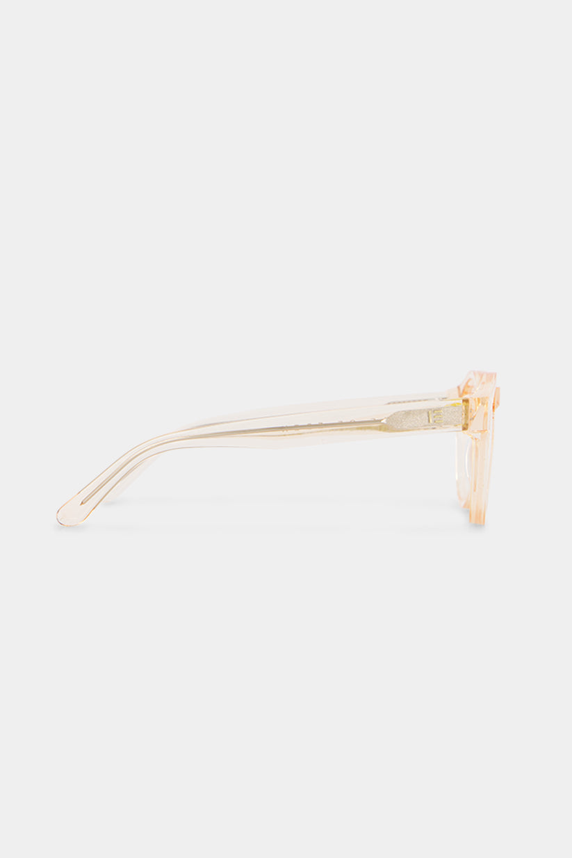 Isle of Eden Eddie prescription glasses, right side view showing the eco-conscious champagne bio-acetate temple arm for everyday vision correction