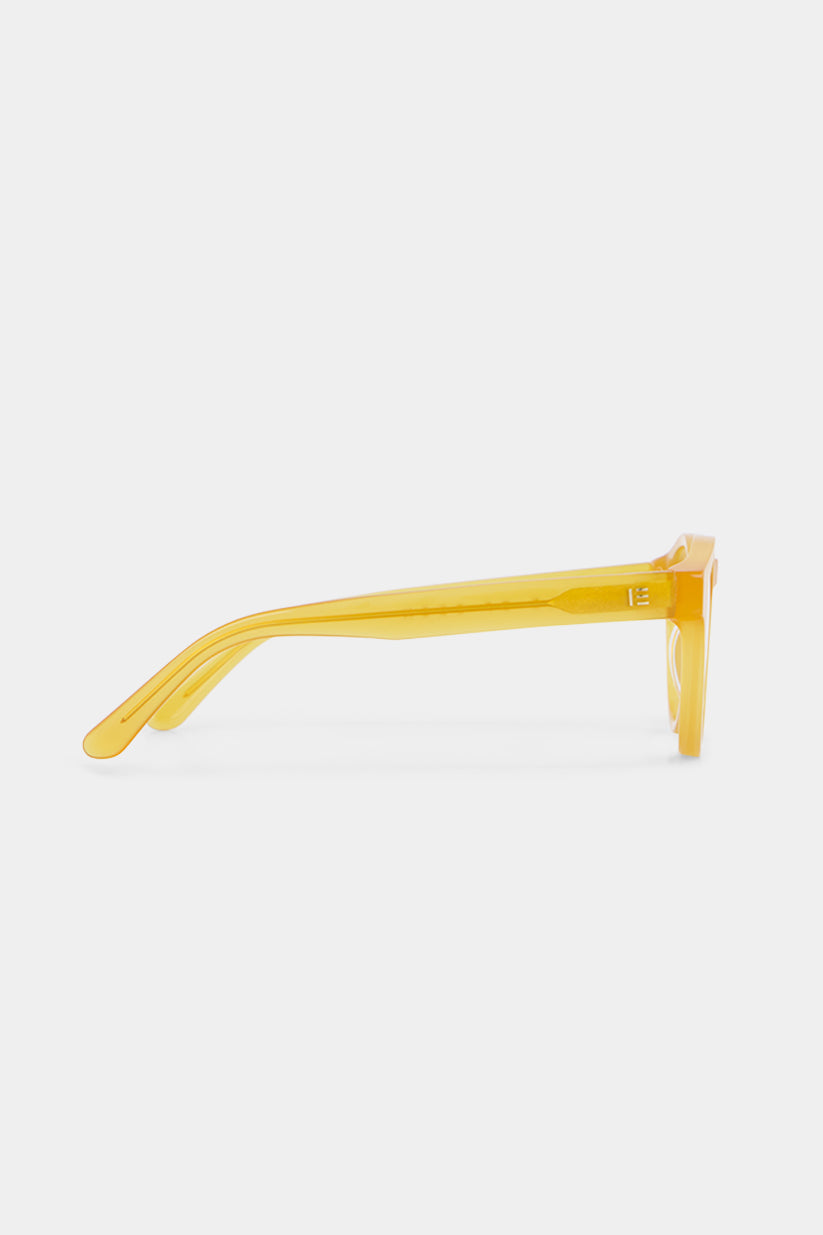 Isle of Eden Eddie prescription glasses, right side view showing the eco-conscious yellow bio-acetate temple arm for everyday vision correction