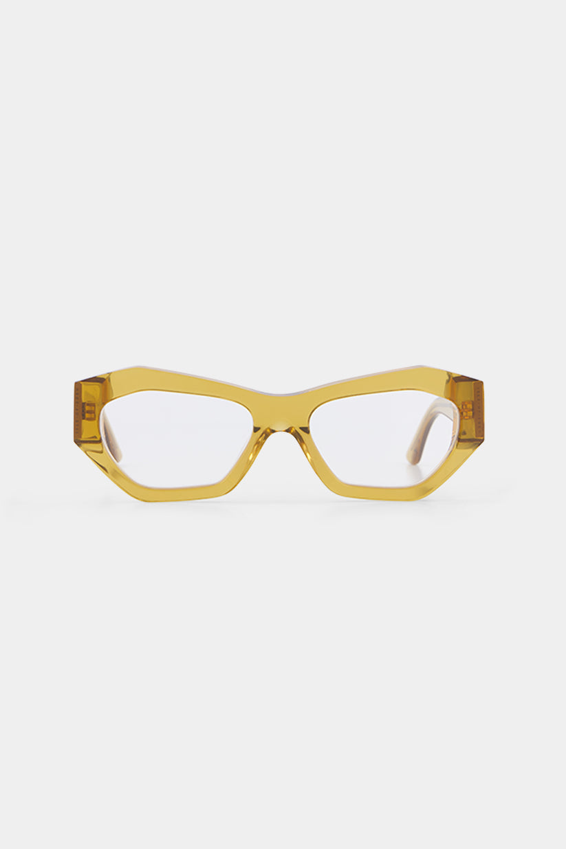 Isle of Eden Emily prescription glasses, front view showing the eco-conscious cognac bio-acetate frame, designed for everyday vision correction