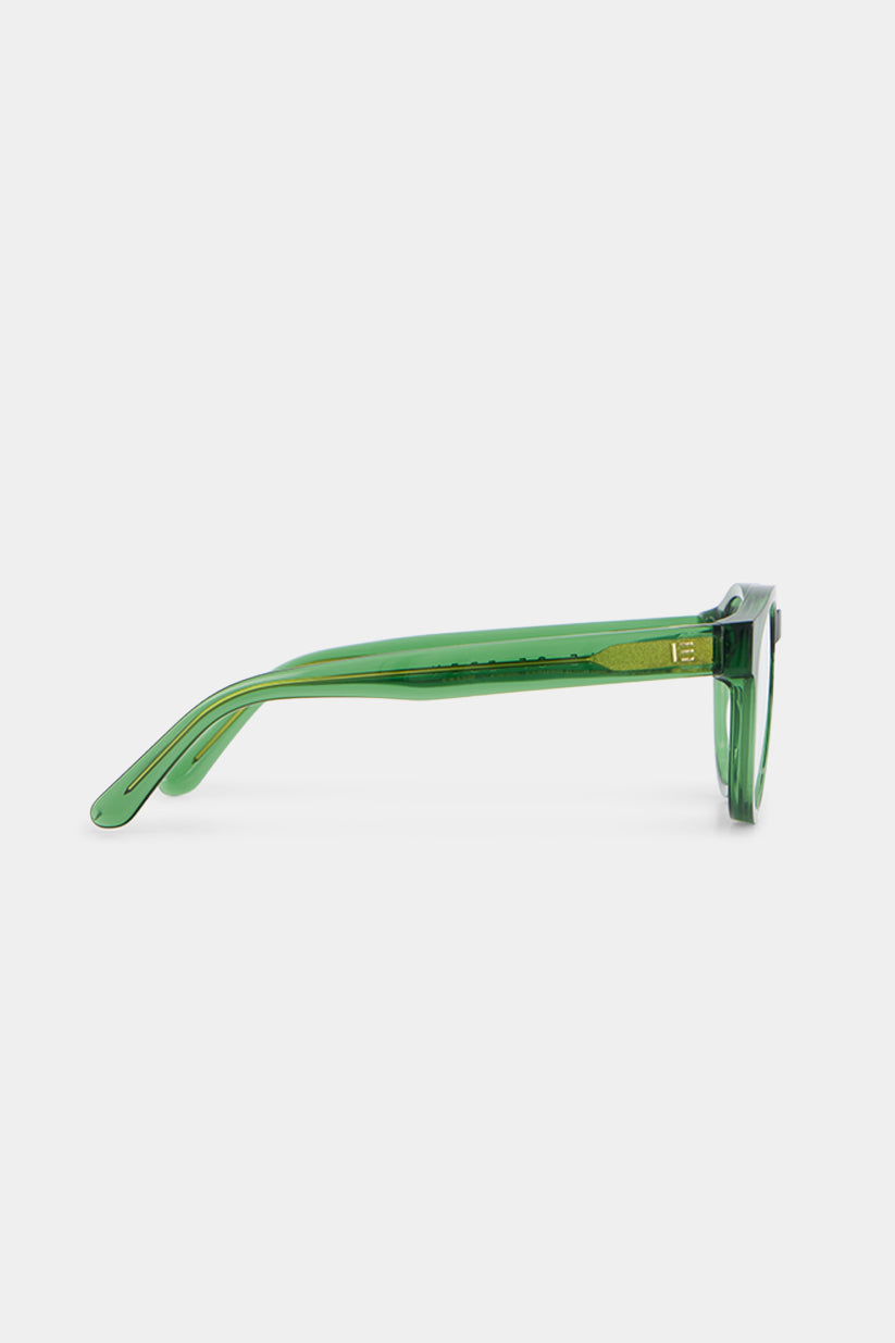 Isle of Eden Eddie prescription glasses, right side view showing the eco-conscious green bio-acetate temple arm for everyday vision correction