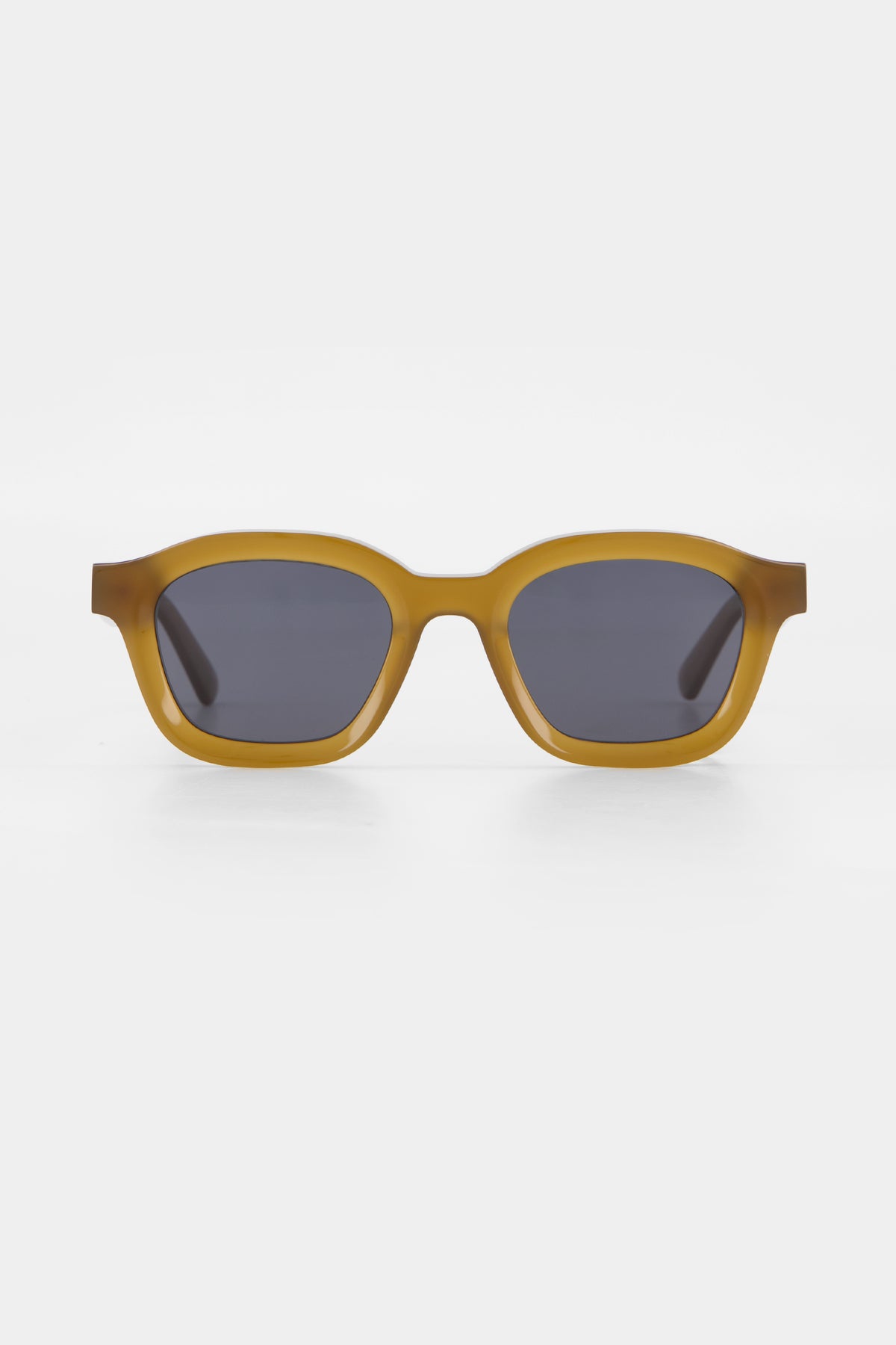 Isle of Eden Harley dijon sunglasses, front view showing bold frame and dark lenses
