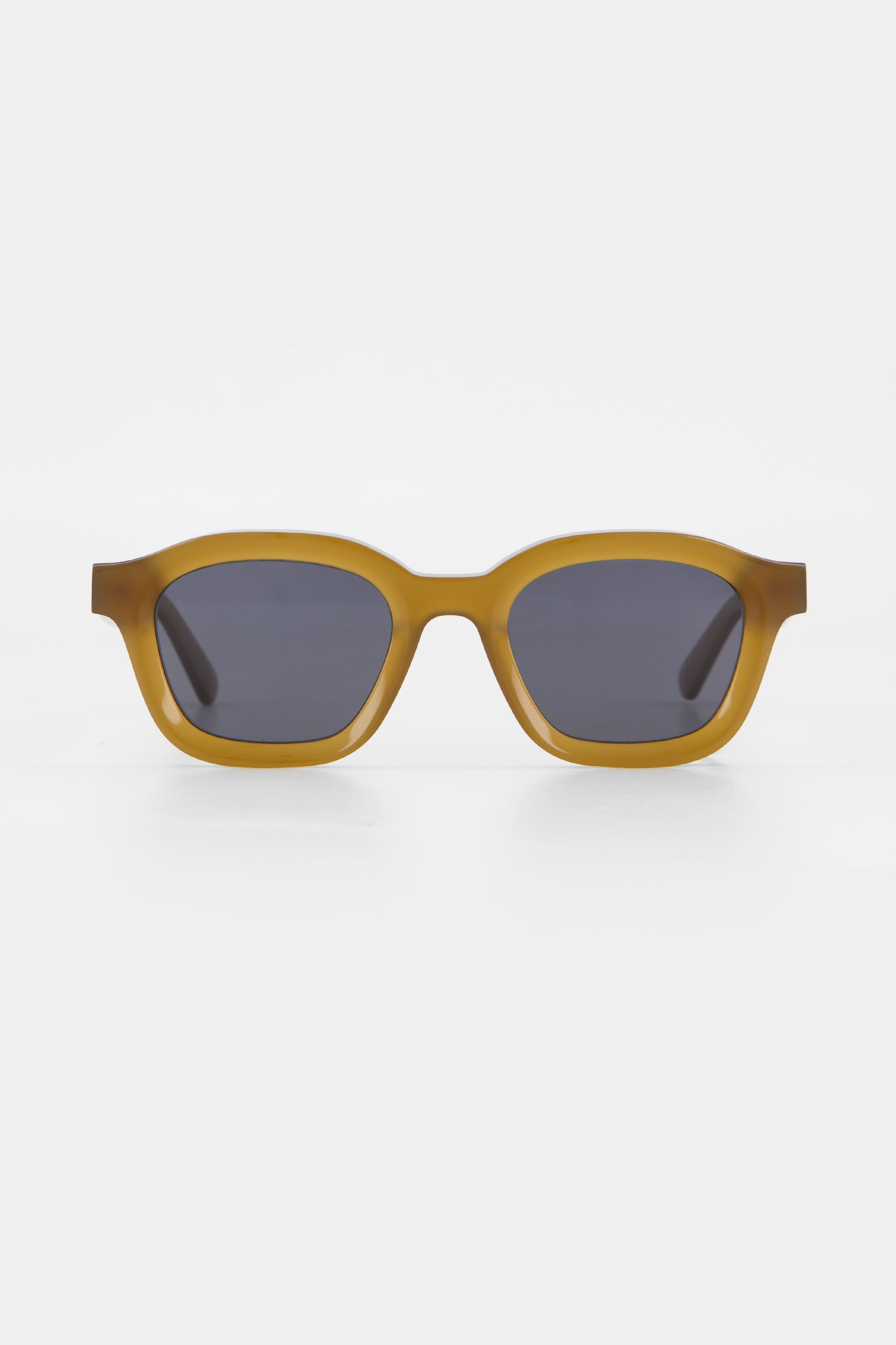 Isle of Eden Harley dijon sunglasses, front view showing bold frame and dark lenses