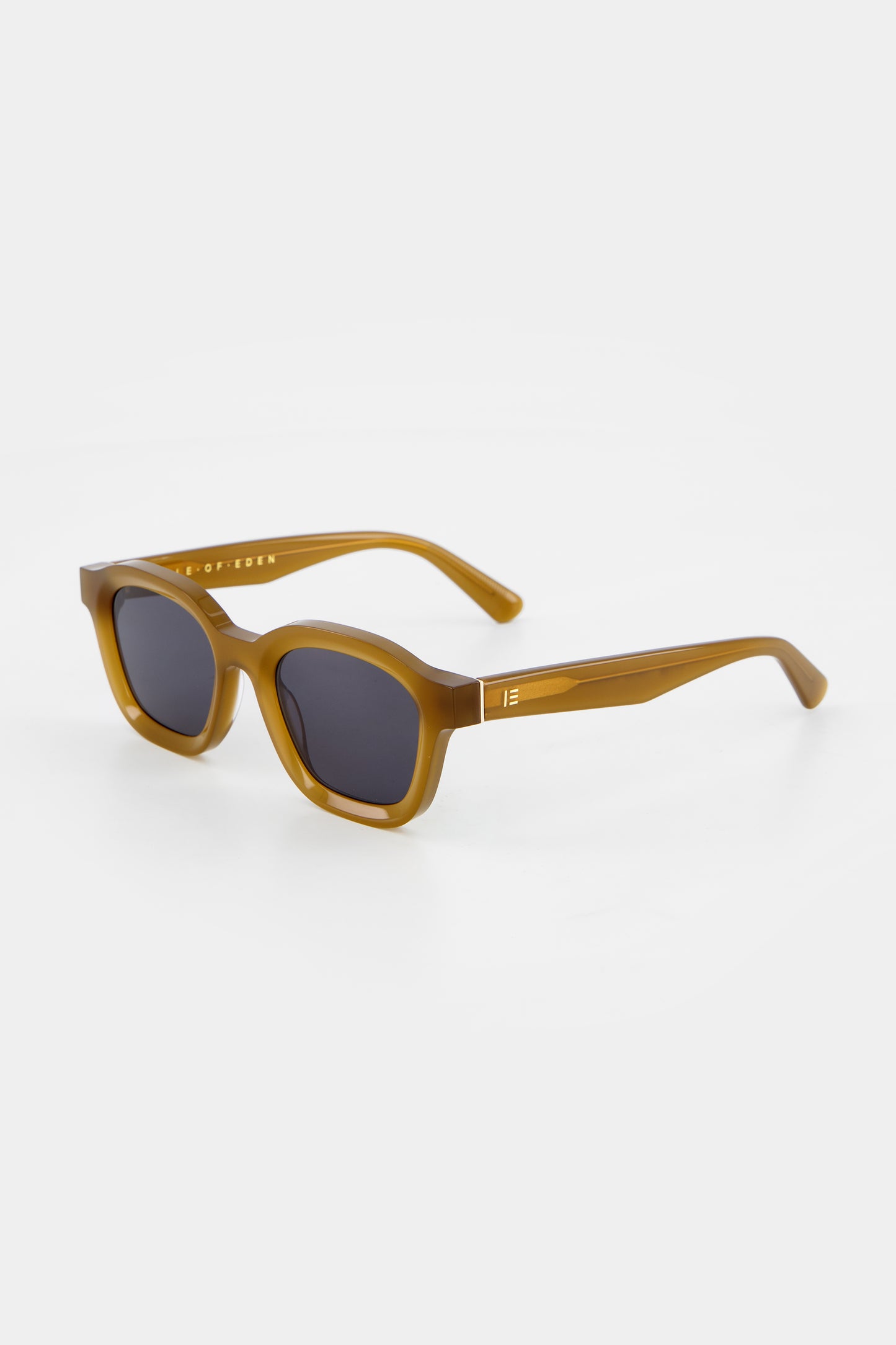 Isle of Eden Harley dijon sunglasses, three-quarter angle showing bold frame