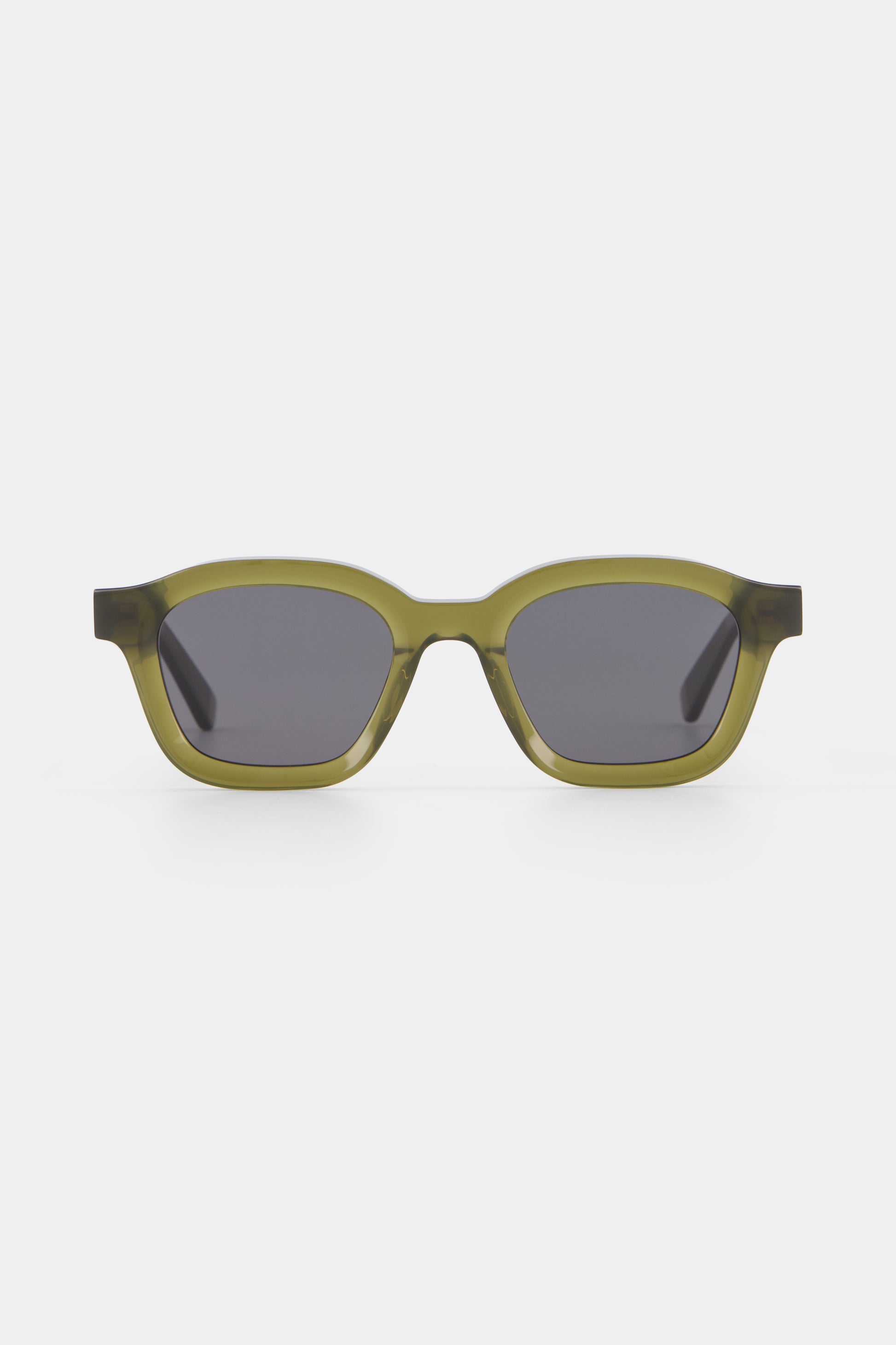 Isle of Eden Harley frosted green sunglasses, front view showing bold frame and dark lenses