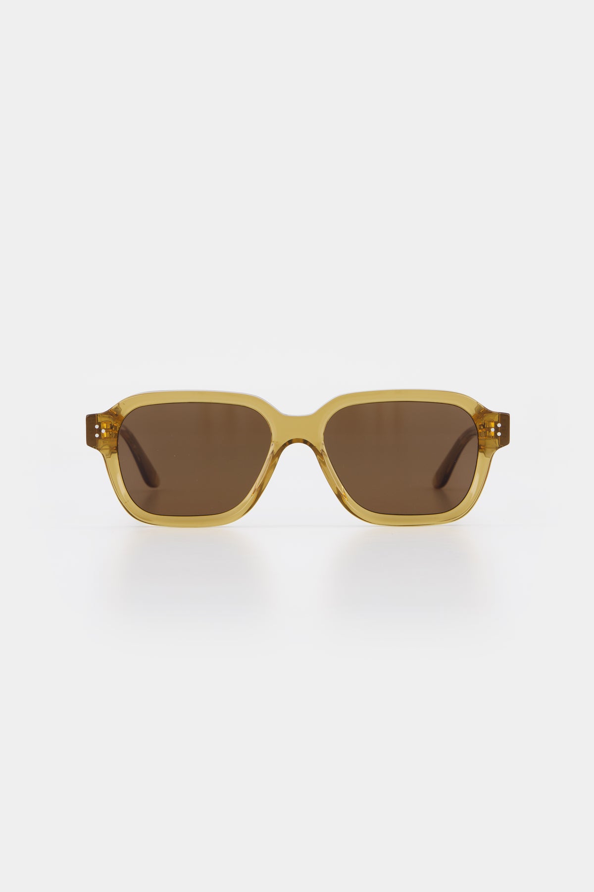 Isle of Eden Jamie cognac sunglasses, front view showing geometric frame and brown lenses