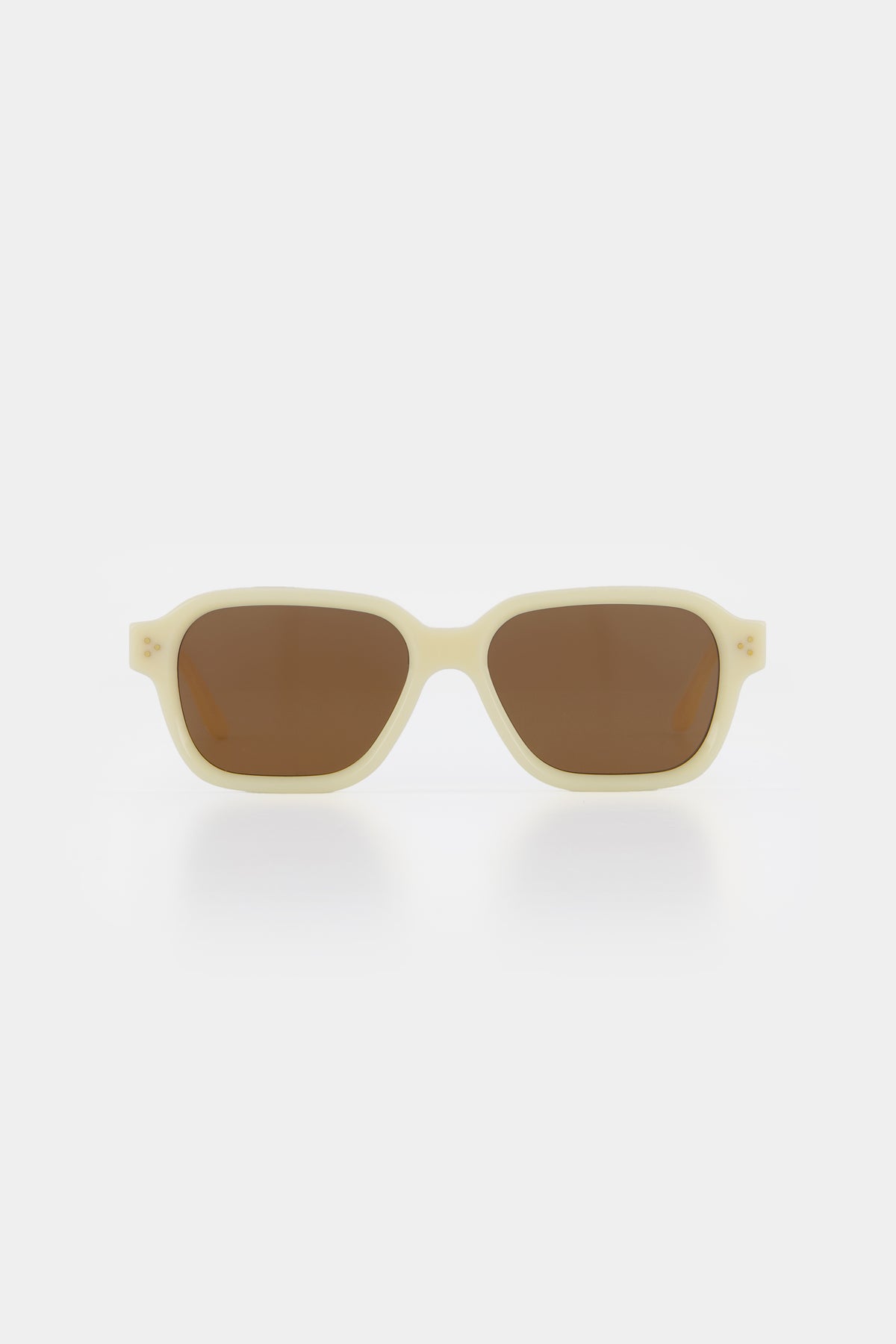 Isle of Eden Jamie ivory sunglasses, front view showing geometric frame and brown lenses