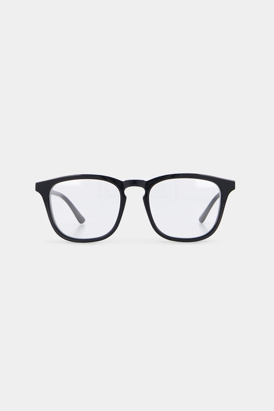 Isle of Eden Louis-Philippe prescription glasses, front view showing the eco-conscious black bio-acetate frame, designed for everyday vision correction
