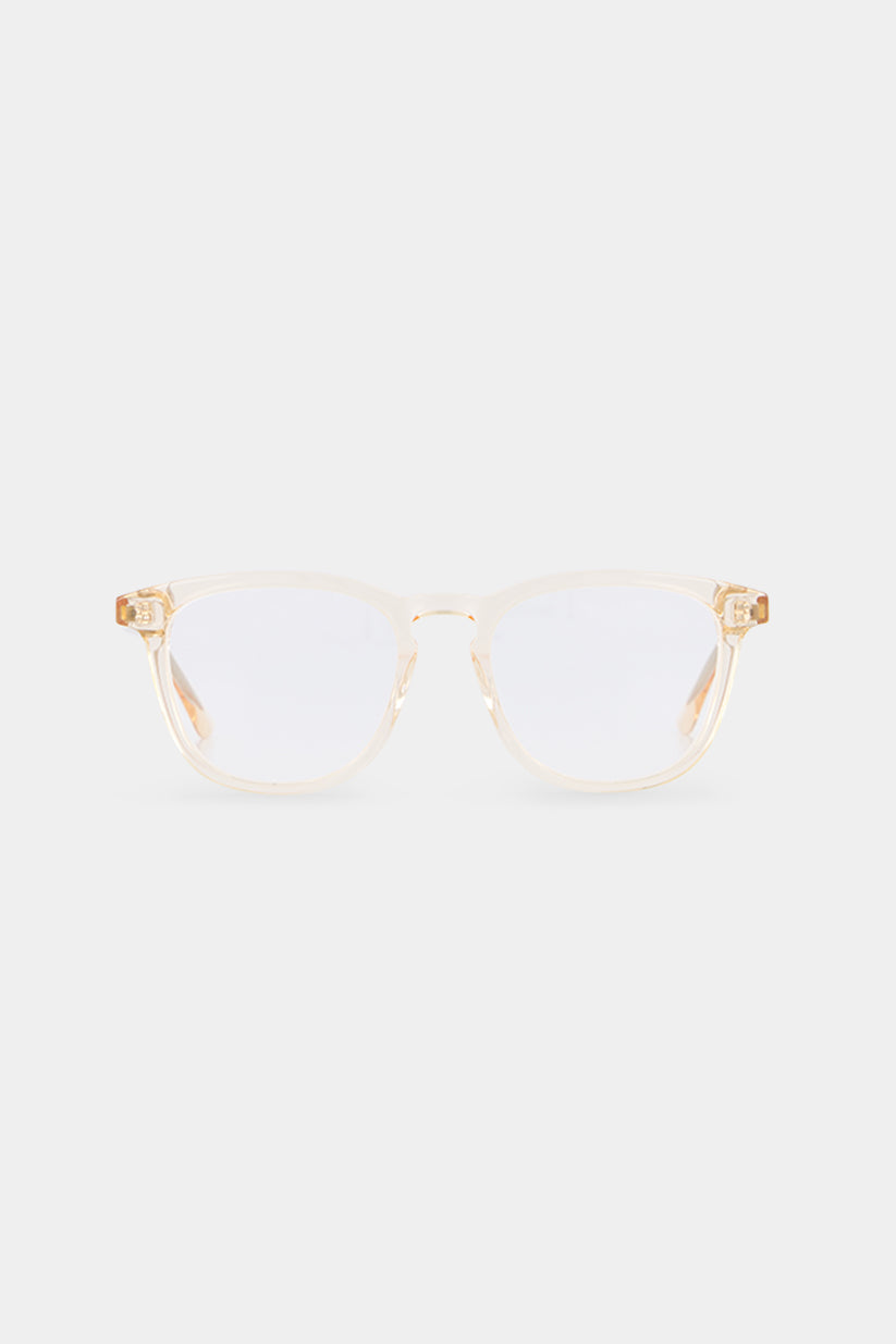 Isle of Eden Louis-Philippe prescription glasses, front view showing the eco-conscious champagne bio-acetate frame, designed for everyday vision correction