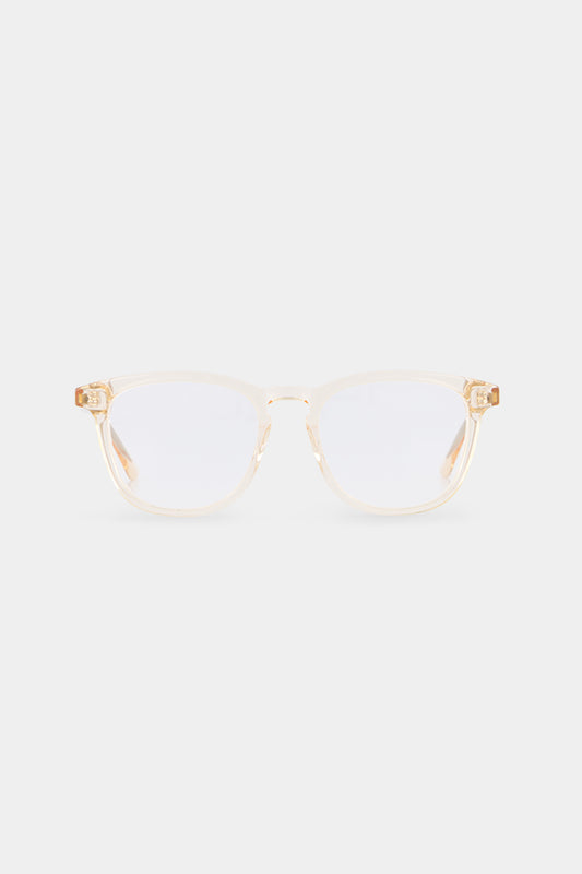 Isle of Eden Louis-Philippe prescription glasses, front view showing the eco-conscious champagne bio-acetate frame, designed for everyday vision correction