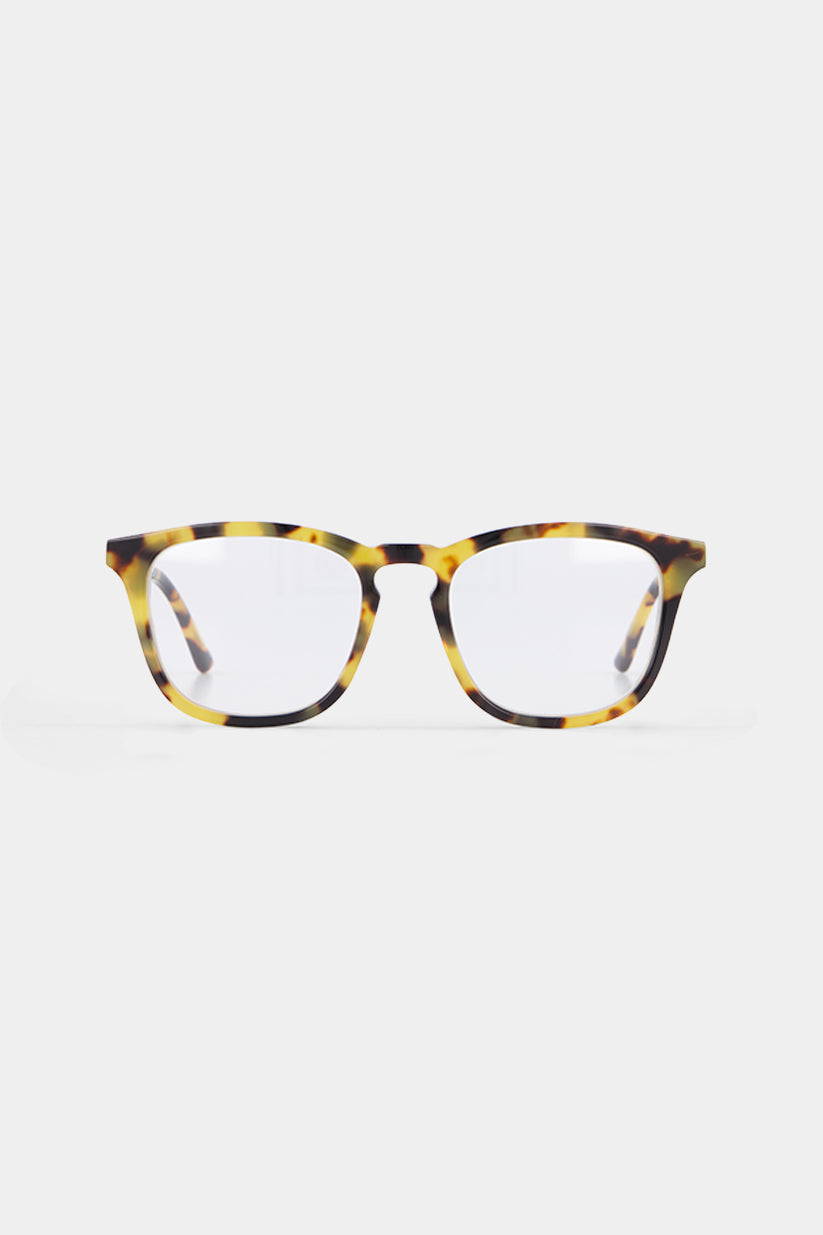 Isle of Eden Louis-Philippe prescription glasses, front view showing the eco-conscious tortoiseshell bio-acetate frame, designed for everyday vision correction