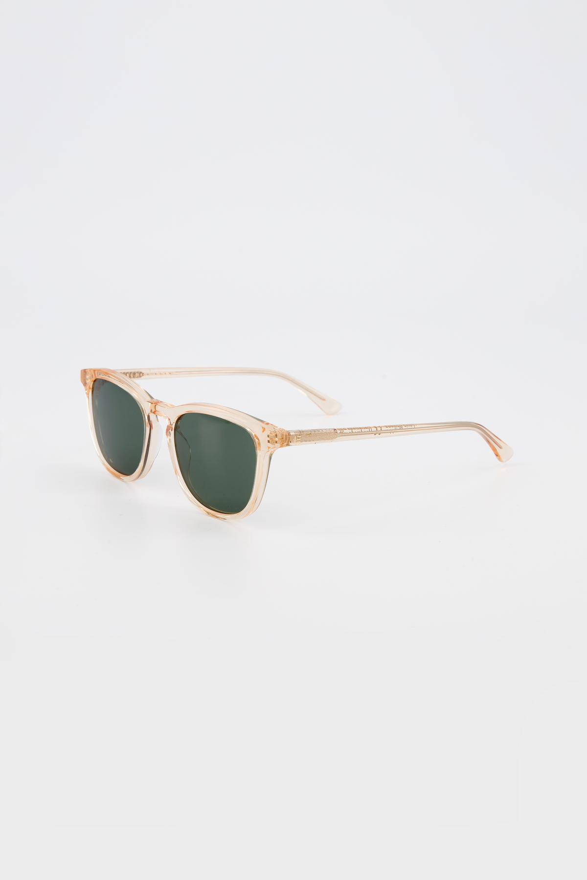 Isle of Eden Louis-Philippe champagne sunglasses, three-quarter angle showing round bio-acetate frame