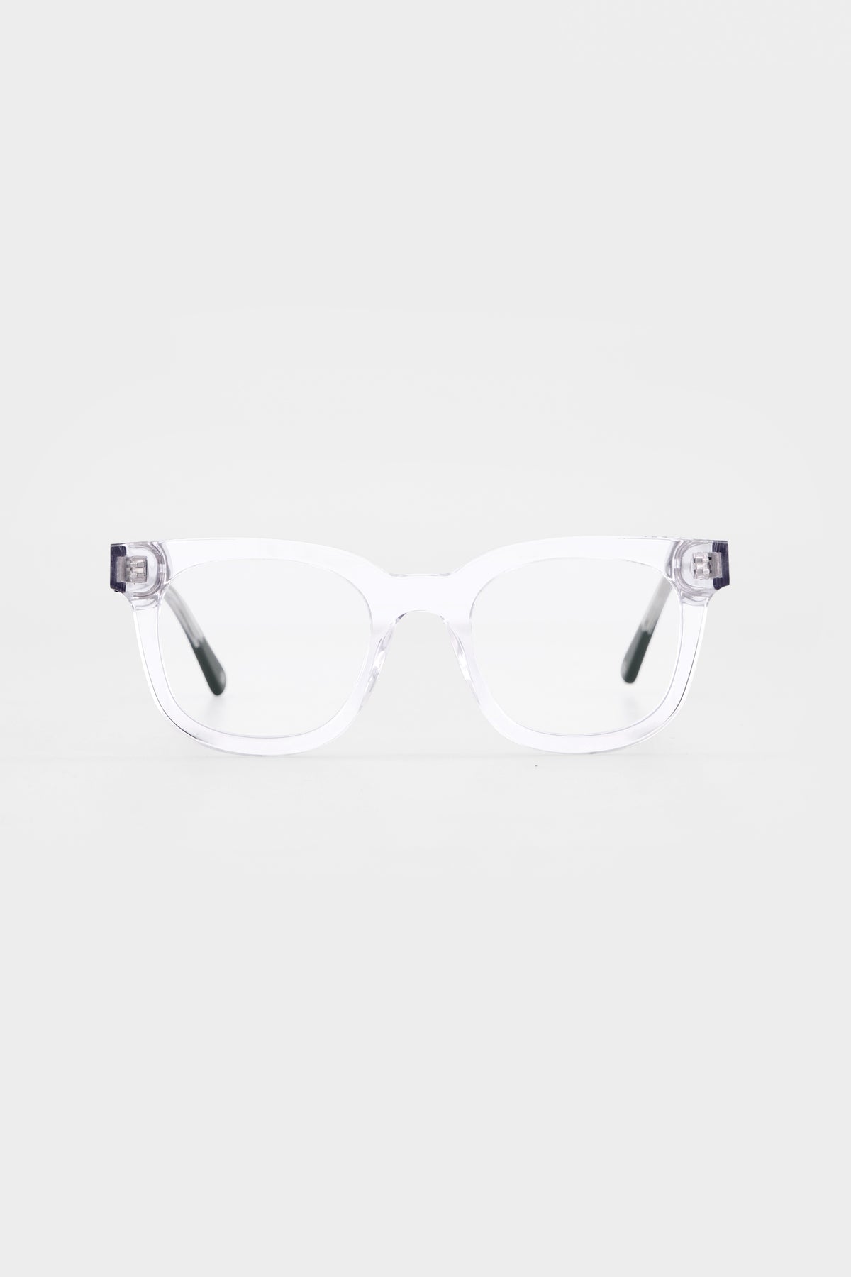 Isle of Eden Nico Blue Light eyeglasses, front view showing flat brow square frame and clear blue light lenses