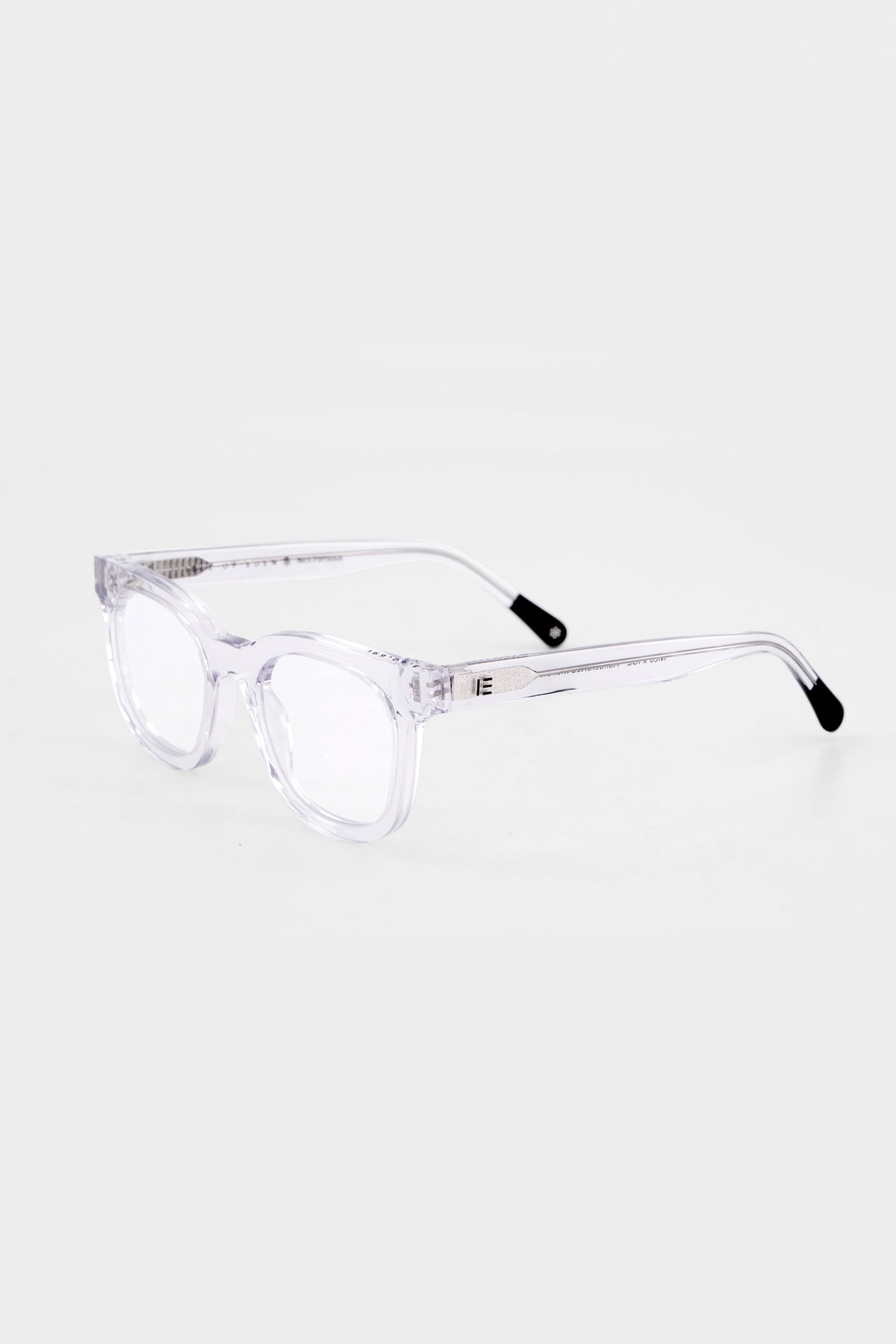 Isle of Eden Nico Blue Light eyeglasses, three-quarter angle showing flat brow square frame
