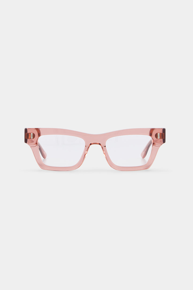 Isle of Eden Olli prescription glasses, front view showing the eco-conscious rosewood bio-acetate frame, designed for everyday vision correction