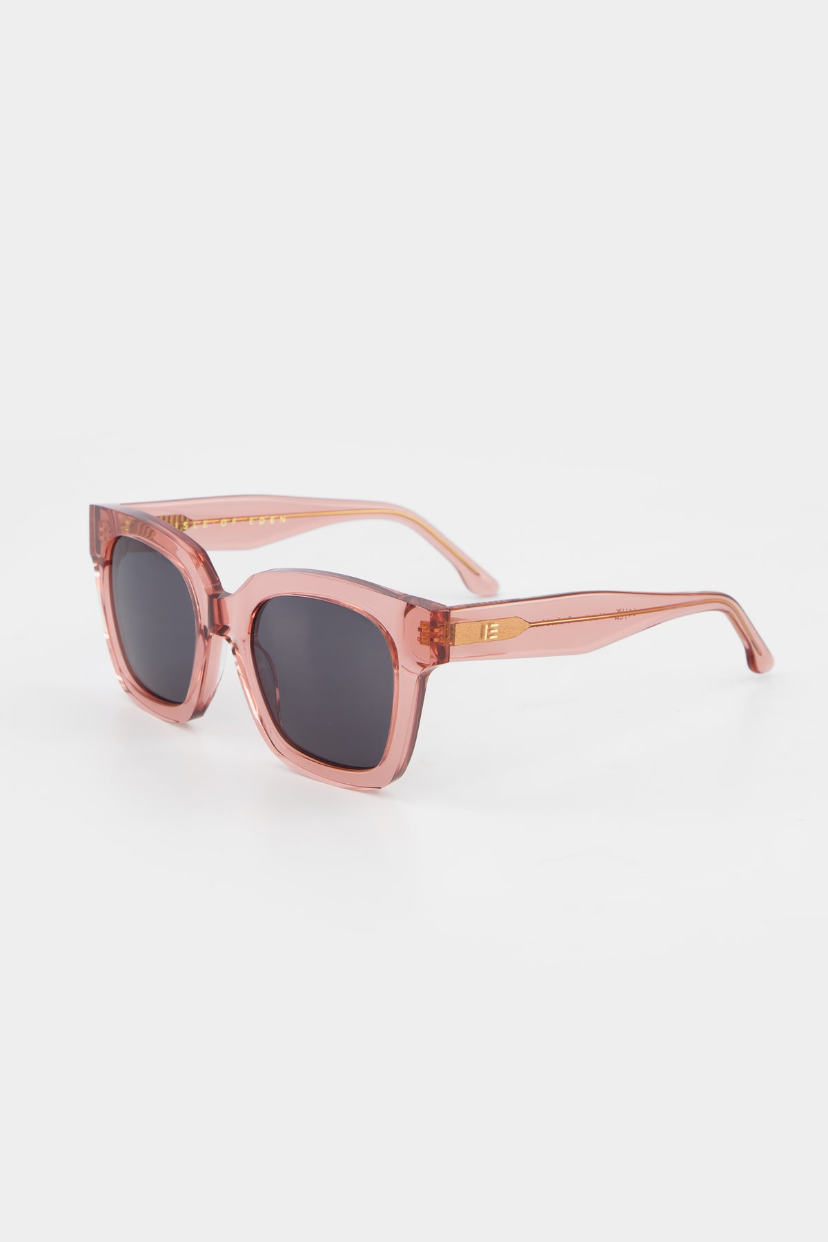 Isle of Eden Maleika rosewood sunglasses, three-quarter angle showing oversized frame