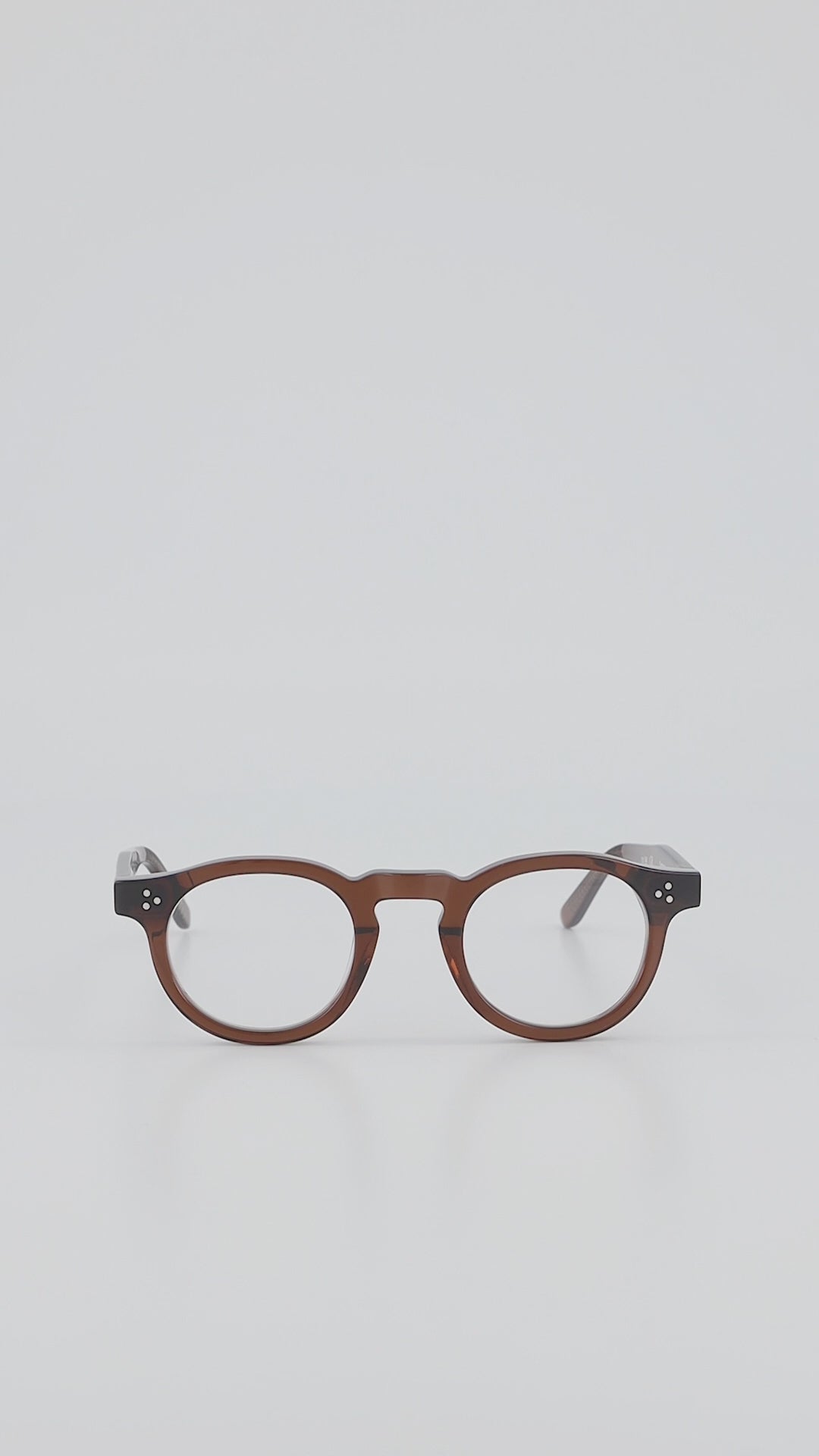 Isle of Eden Drew prescription glasses product video, showing the eco-conscious bio-acetate frame in brown from multiple angles